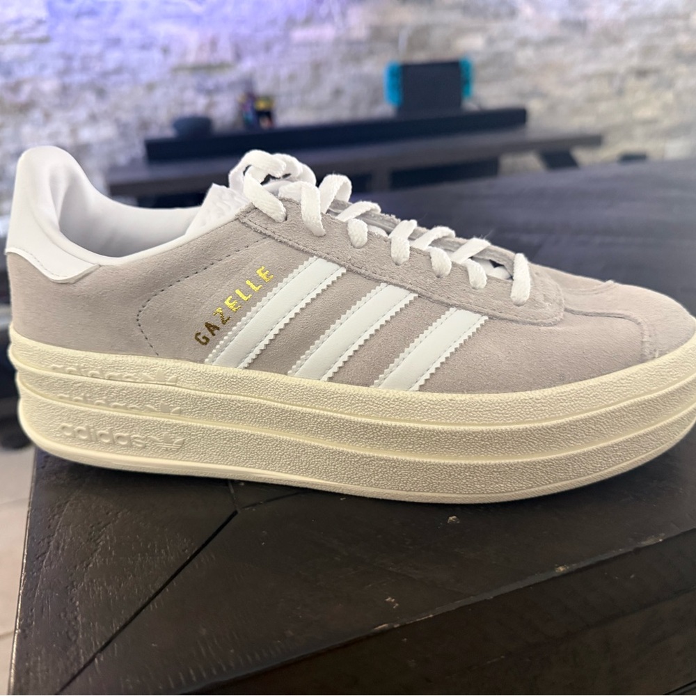 Adidas Gazelle Women's Cream and White Platform Sneakers